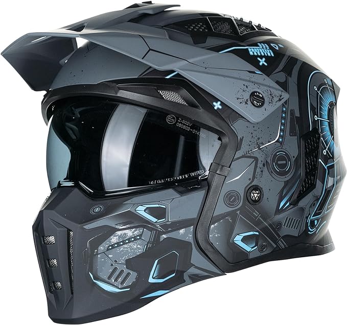 CASCO DE MOTO 3 4 ILM Z302 MECHANICAL BLUE Alfa Moto Store