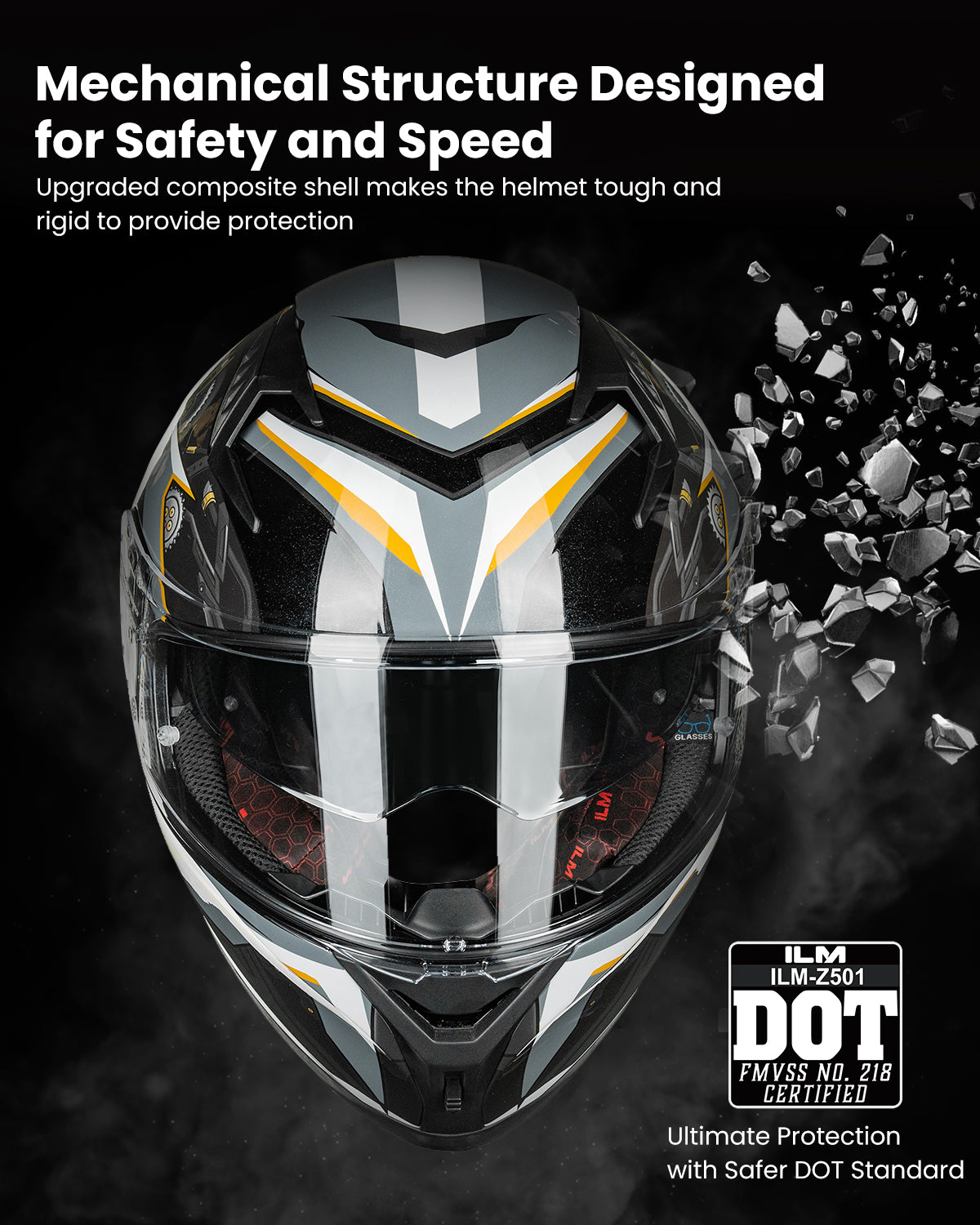 CASCO DE MOTO ILM - Z501 - HYPER GRAY