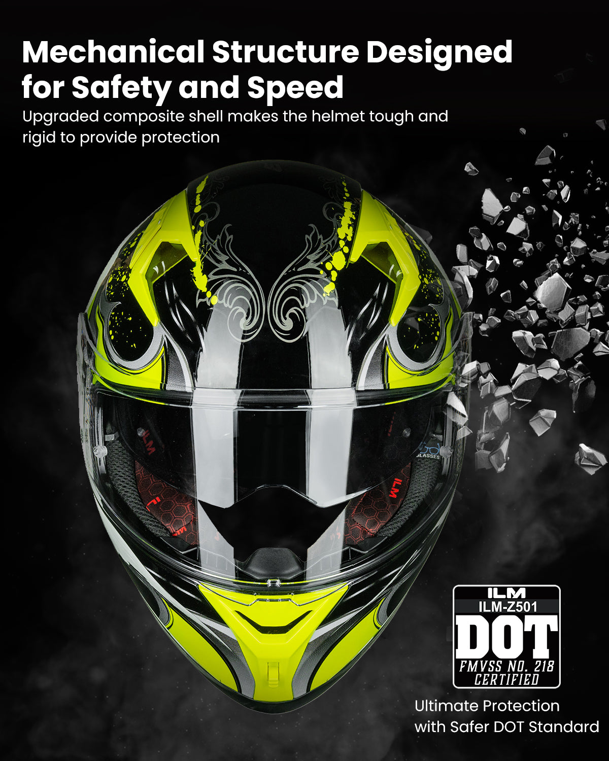 CASCO DE MOTO ILM - Z501 - EXOPUNK YELLOW