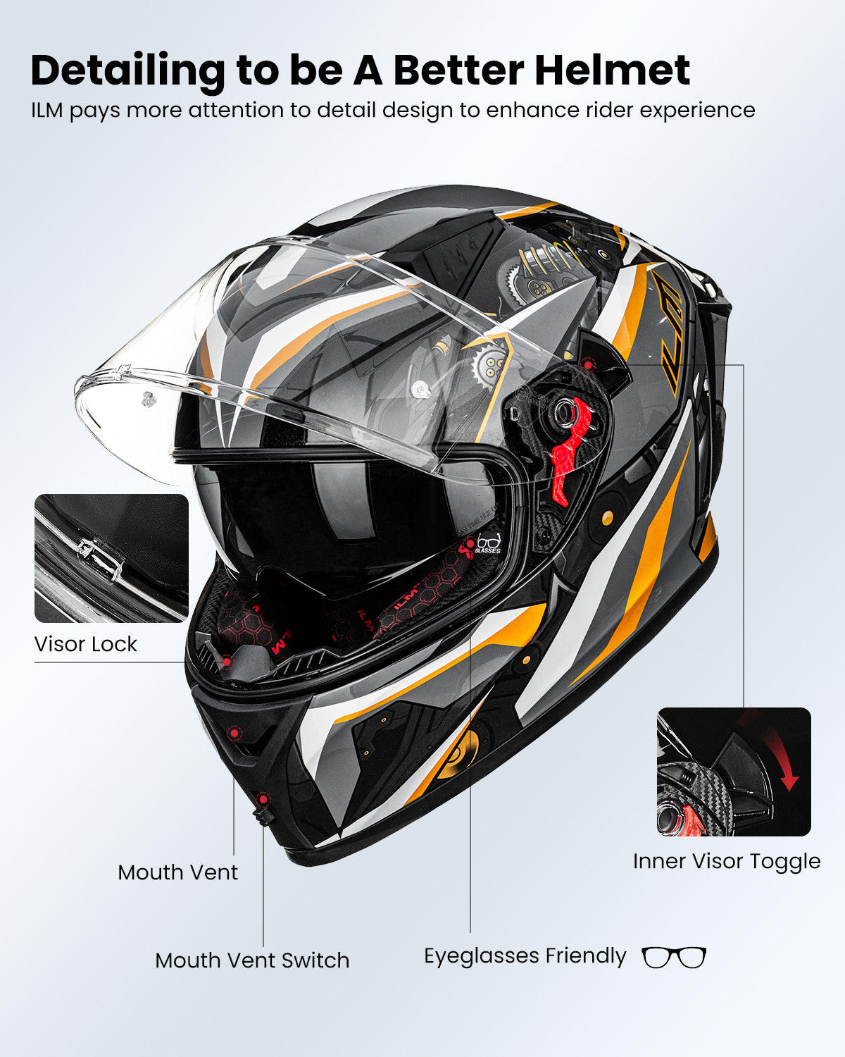 CASCO DE MOTO ILM - Z501 - HYPER GRAY