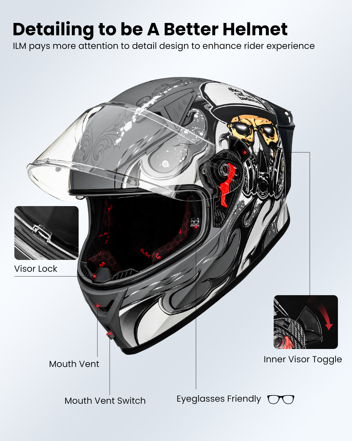 CASCO DE MOTO ILM - Z501 - EXOPUNK SILVER