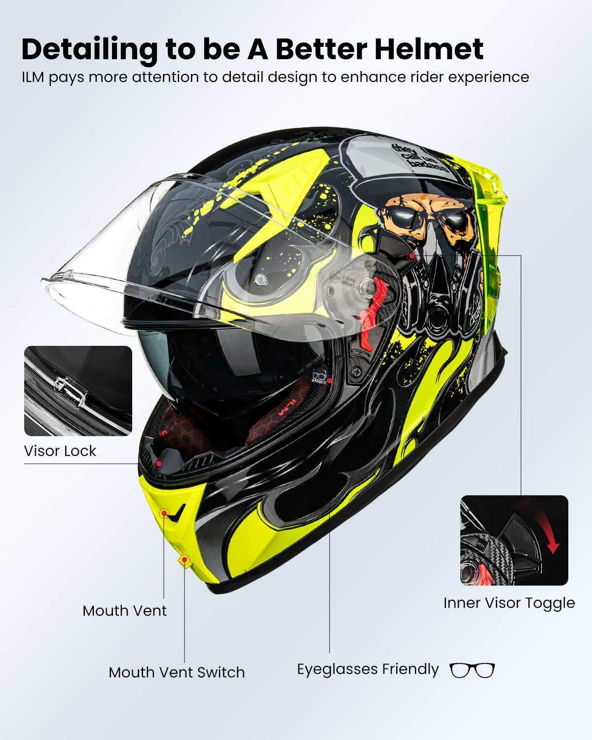 CASCO DE MOTO ILM - Z501 - EXOPUNK YELLOW