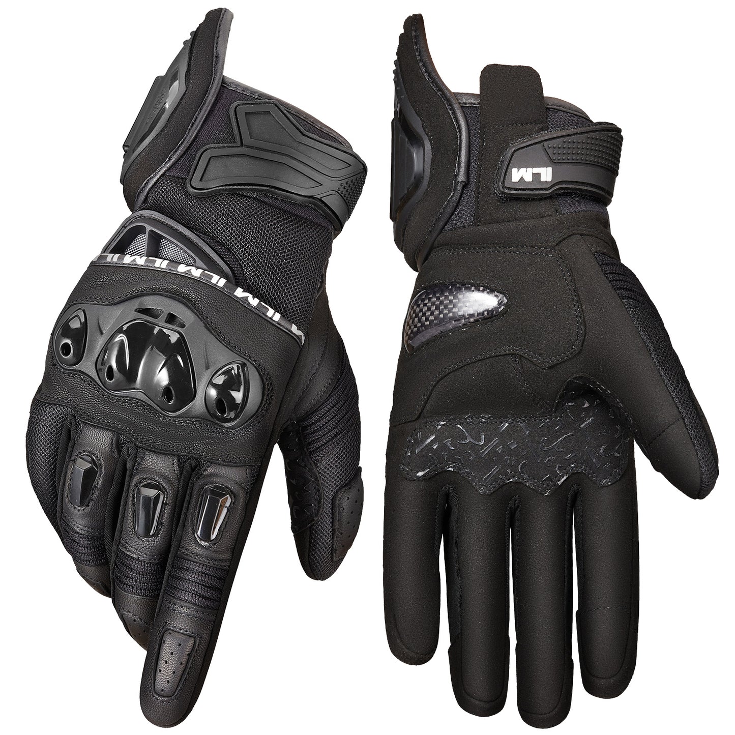 Guantes ILM WD01 cuero-textil para hombres y mujeres /Negro/