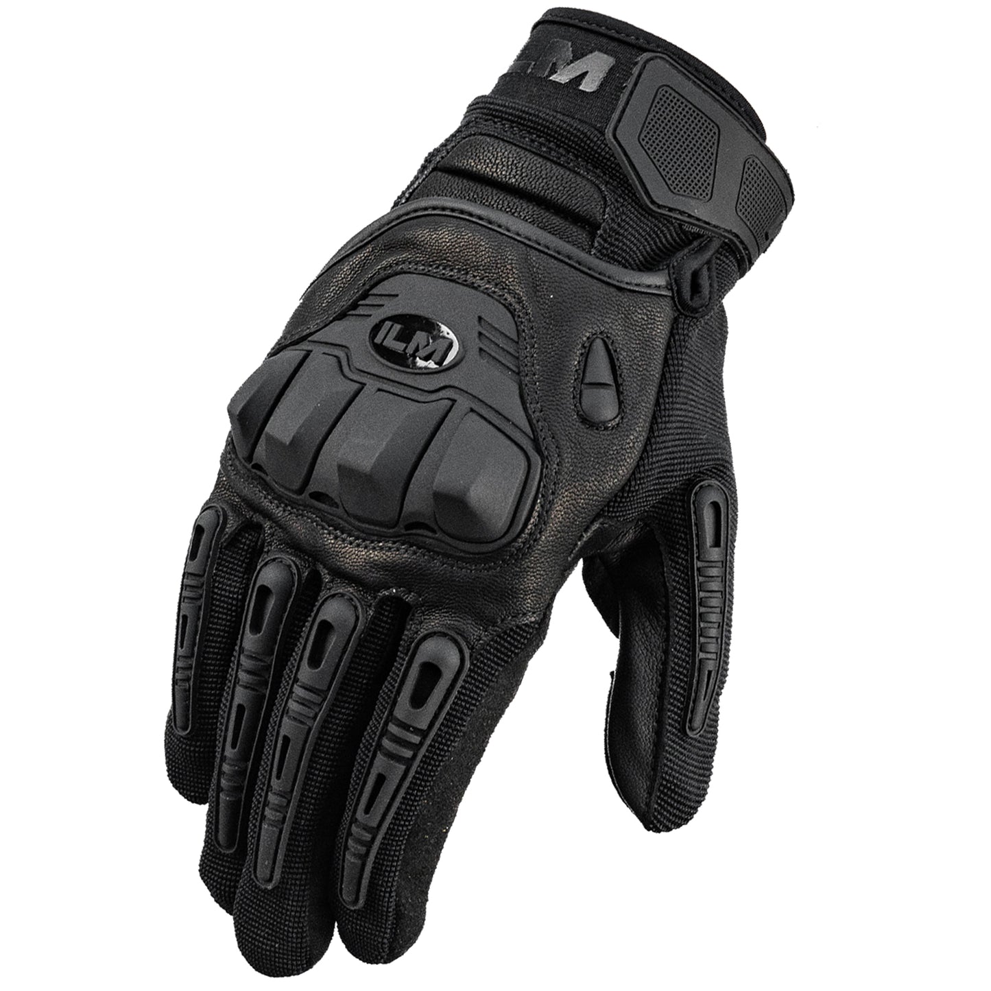 Guantes de moto JC10 ILM Textil-Cuero / Blanco-Negro