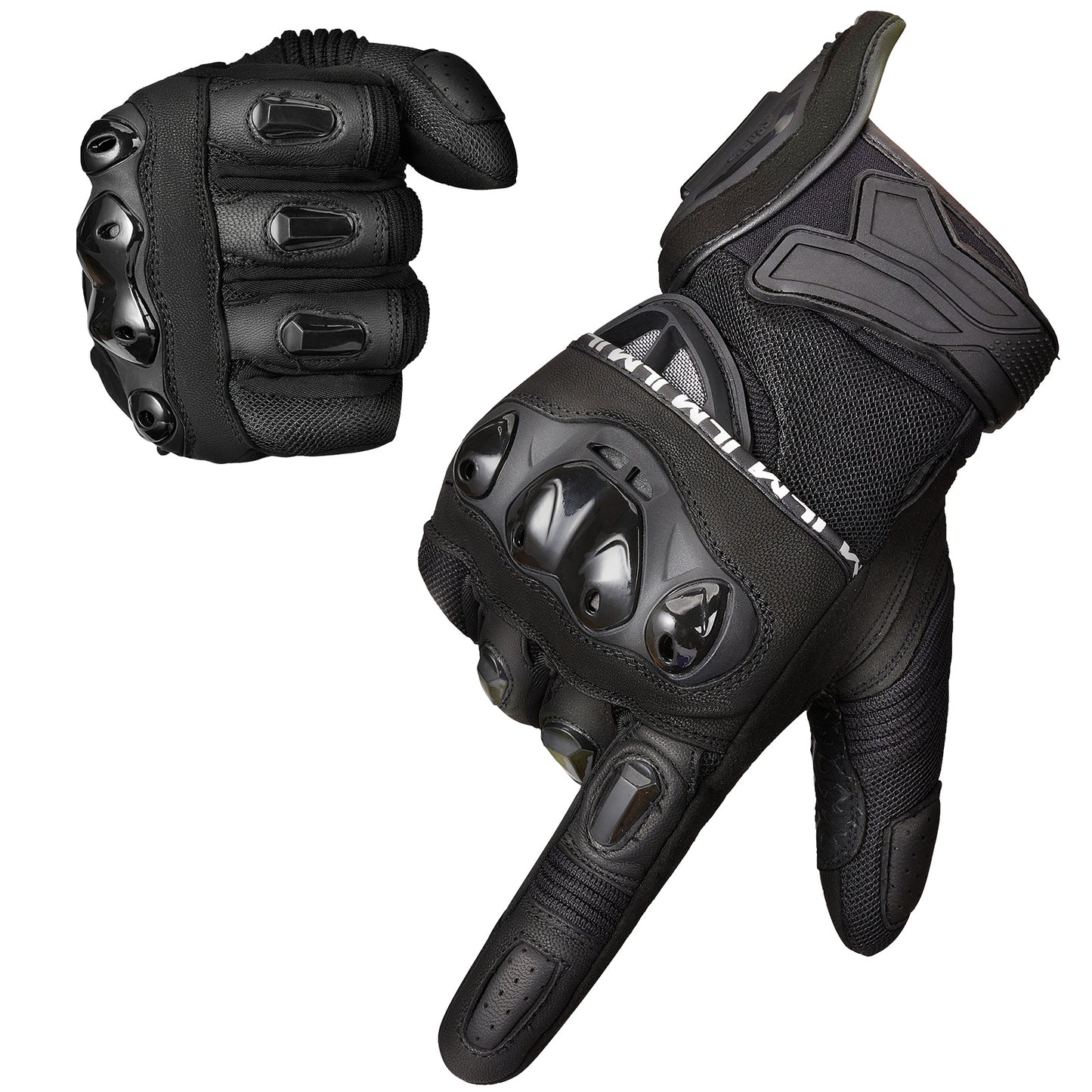 Guantes ILM WD01 cuero-textil para hombres y mujeres /Negro/