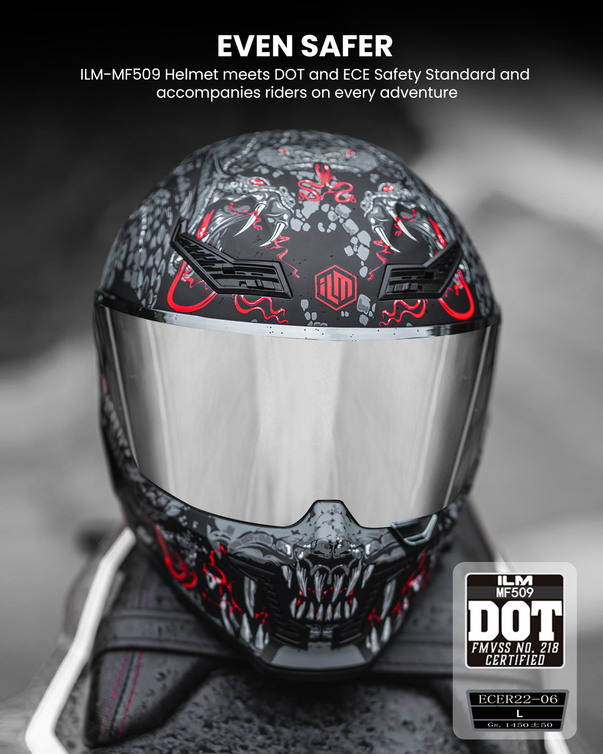 Casco de Moto ILM - MF509 - MYTHOLOGY RED