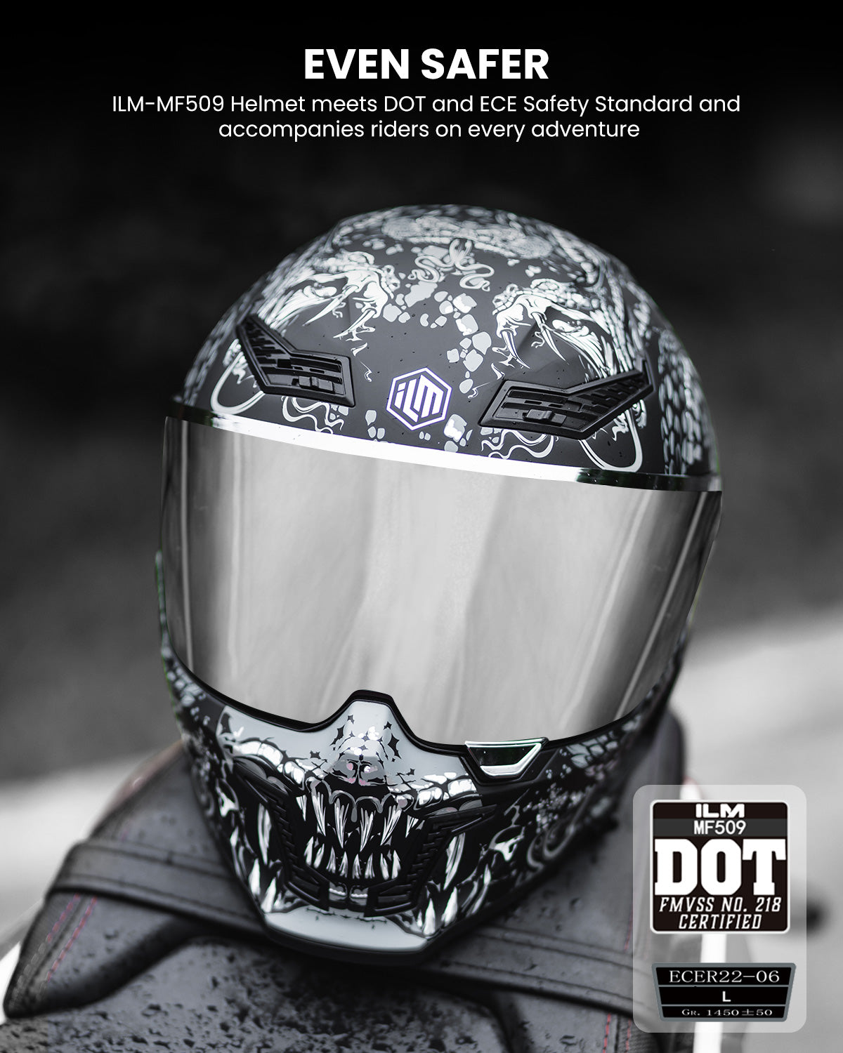 Casco de Moto ILM - MF509 - MYTHOLOGY SILVER