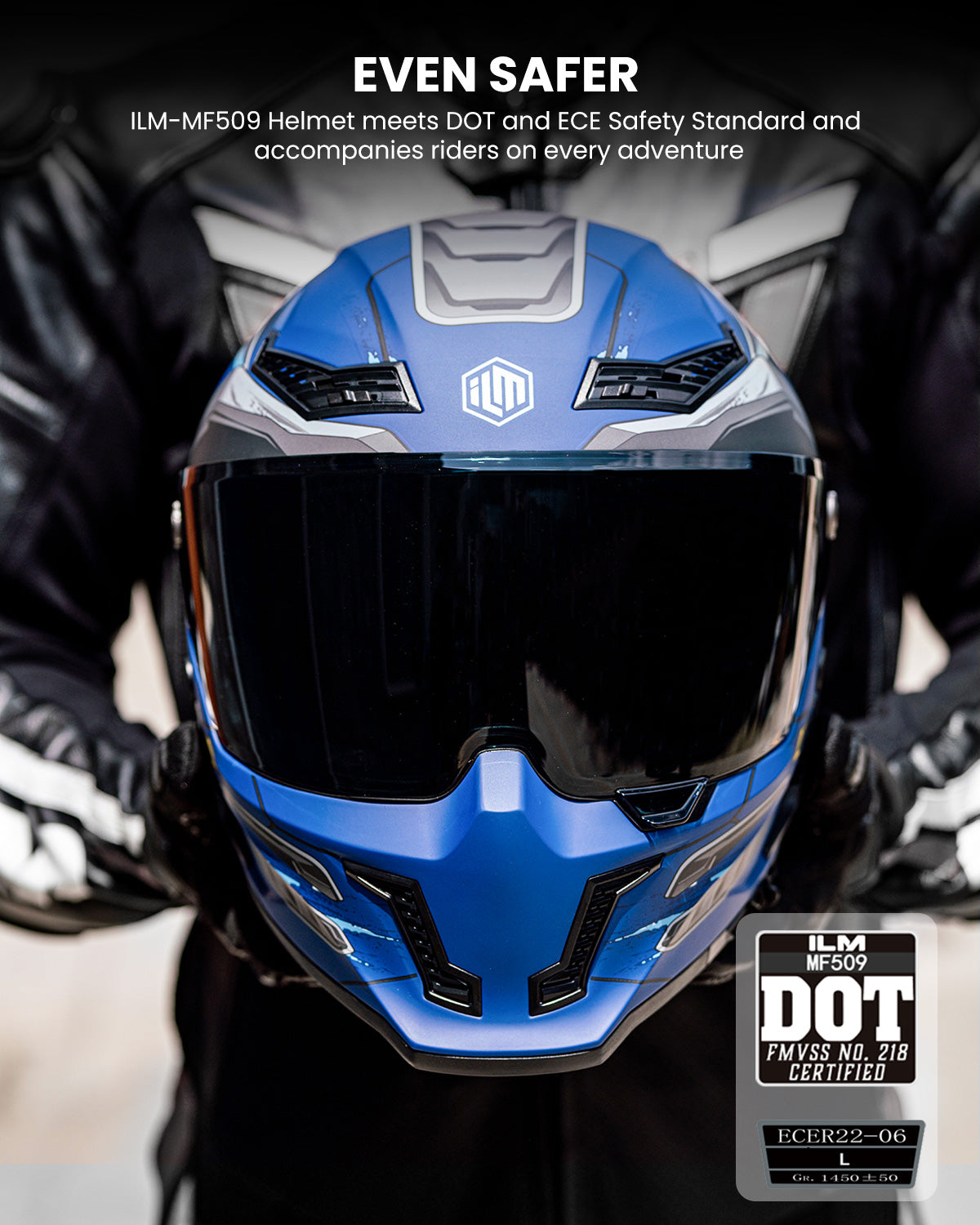 Casco de Moto ILM - MF509 - CYBORG BLUE