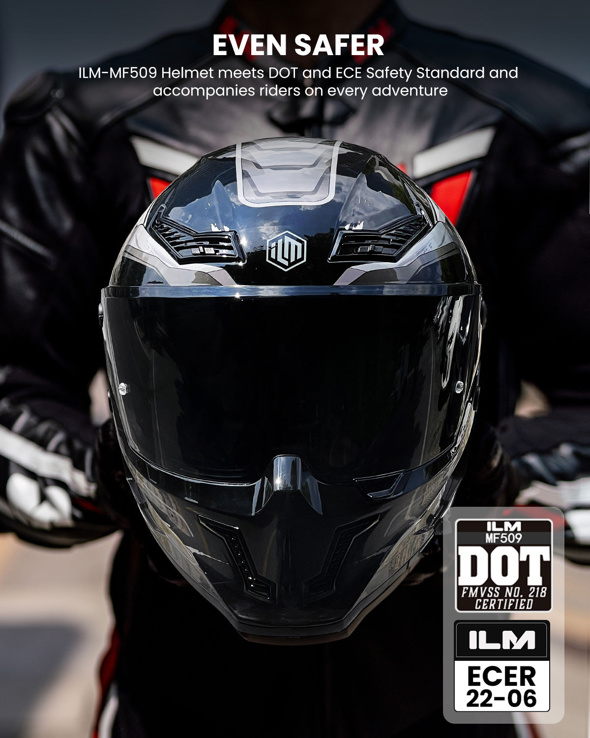 Casco de Moto ILM - MF509 - CYBORG BLACK GLOSS