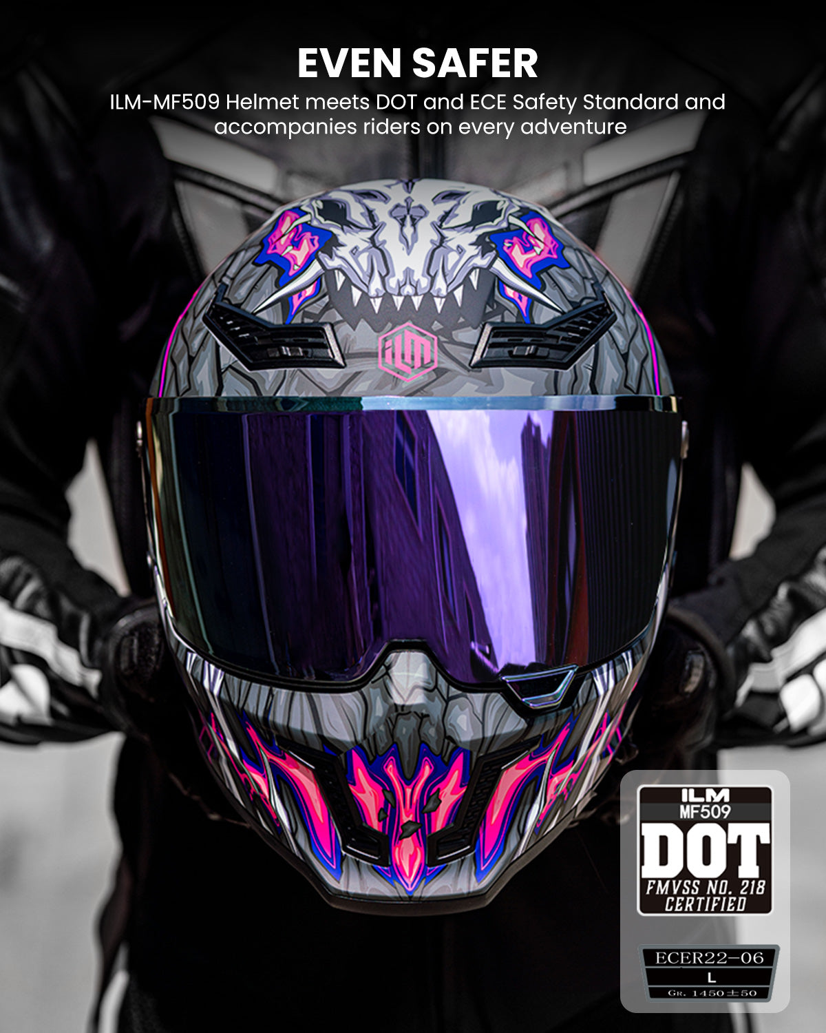 Casco de Moto ILM - MF509 - DAY1 PURPLE