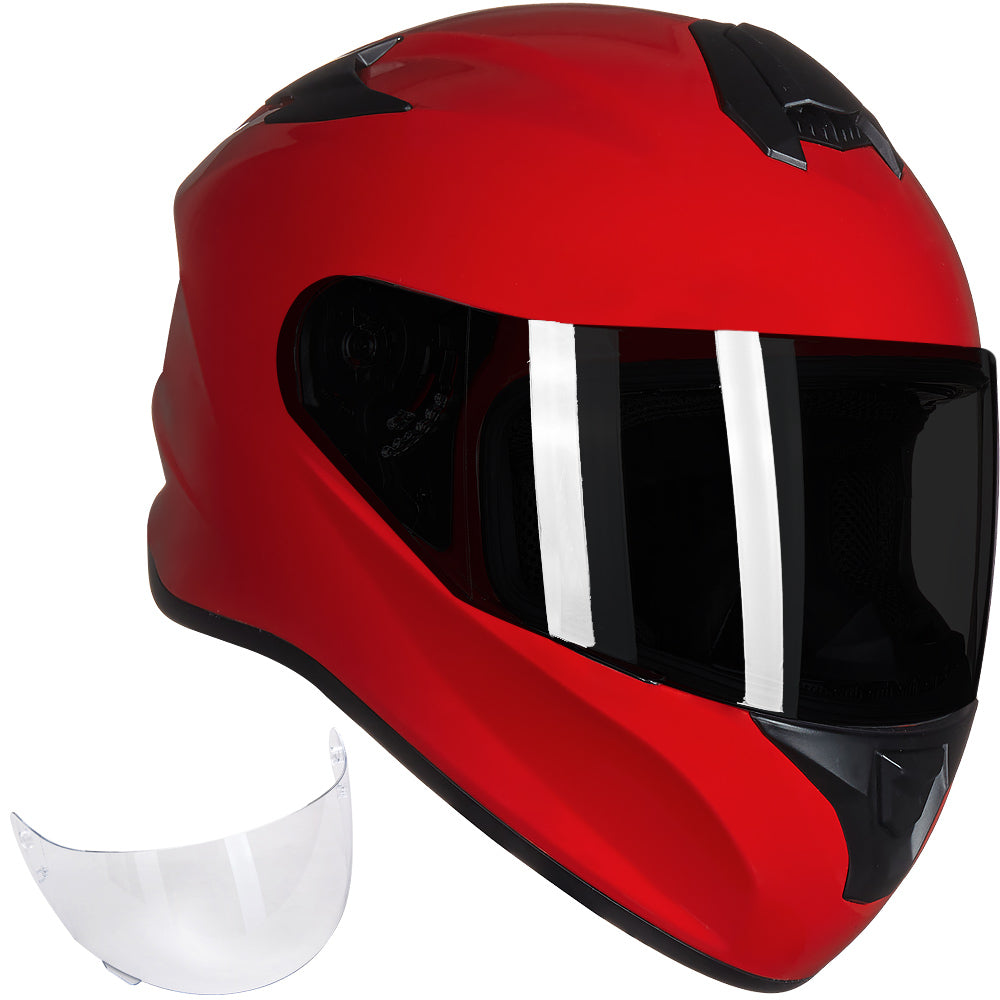 ILM Casco Integral para Moto de Calle Modelo ST-06 /Blanco,Negro mate, Rojo/