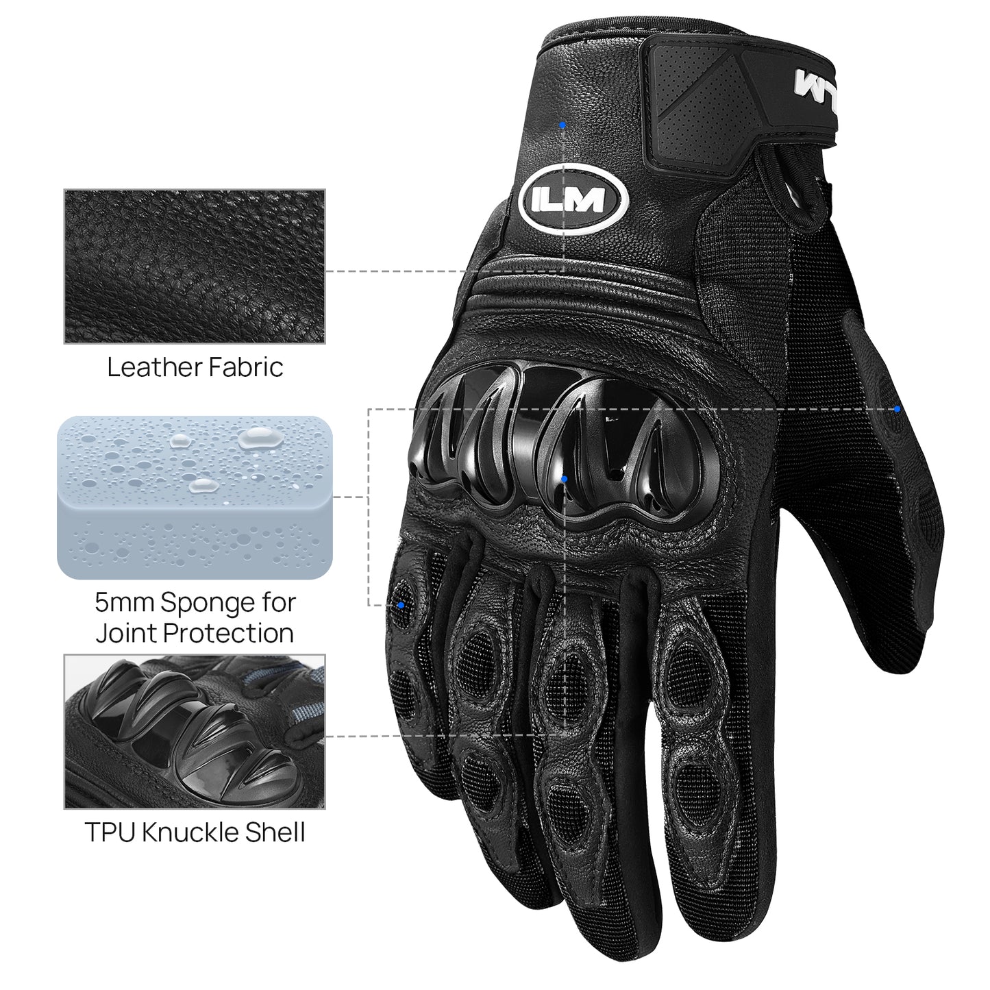 ILM Guantes de Moto JC42 / Negro - Gris