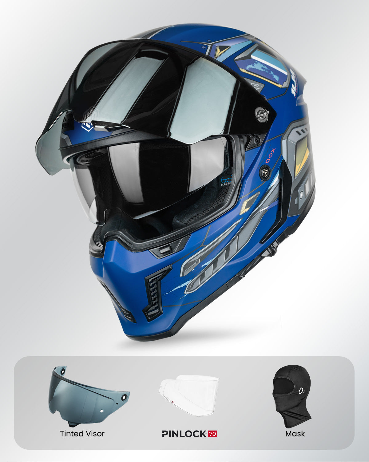 Casco de Moto ILM - MF509 - CYBORG BLUE