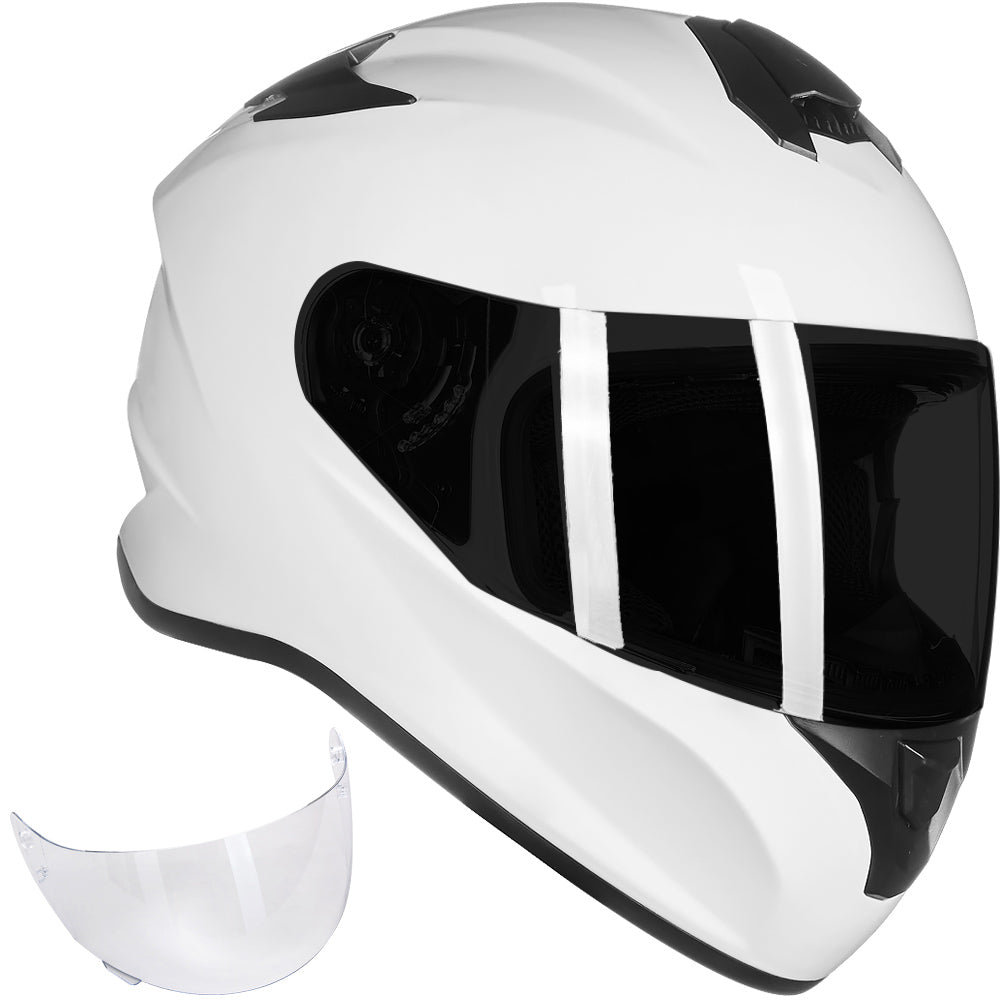 ILM Casco Integral para Moto de Calle Modelo ST-06 /Blanco,Negro mate, Rojo/