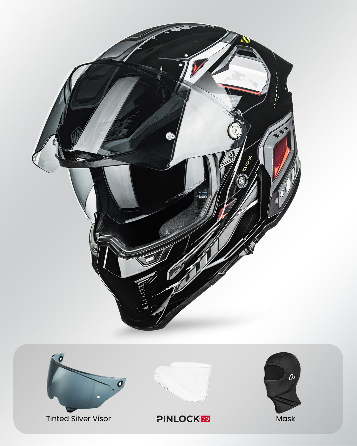 Casco de Moto ILM - MF509 - CYBORG BLACK GLOSS