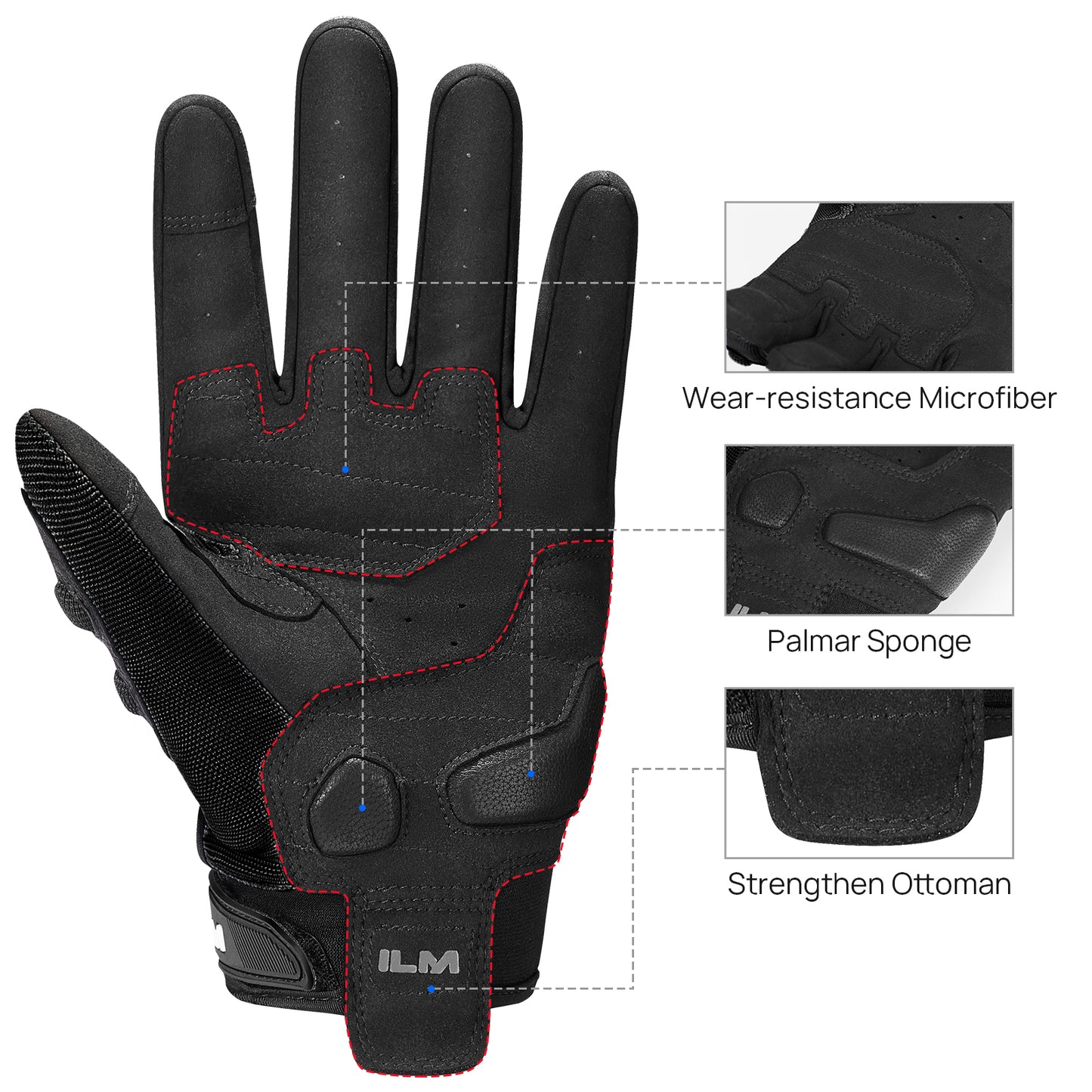 ILM Guantes de Moto JC42 / Negro - Gris