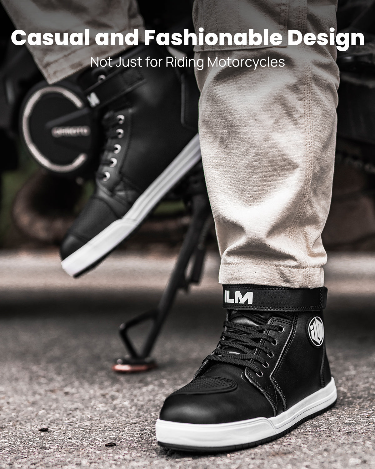 Zapatillas de moto ILM M1006 con protecciones / Negro