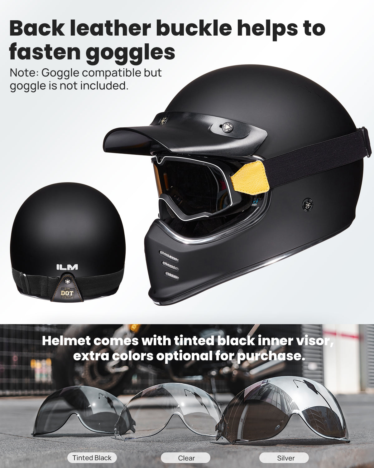 CASCO DE MOTO ILM - Z502 / NEGRO MATTE / CASCO CLÁSICO