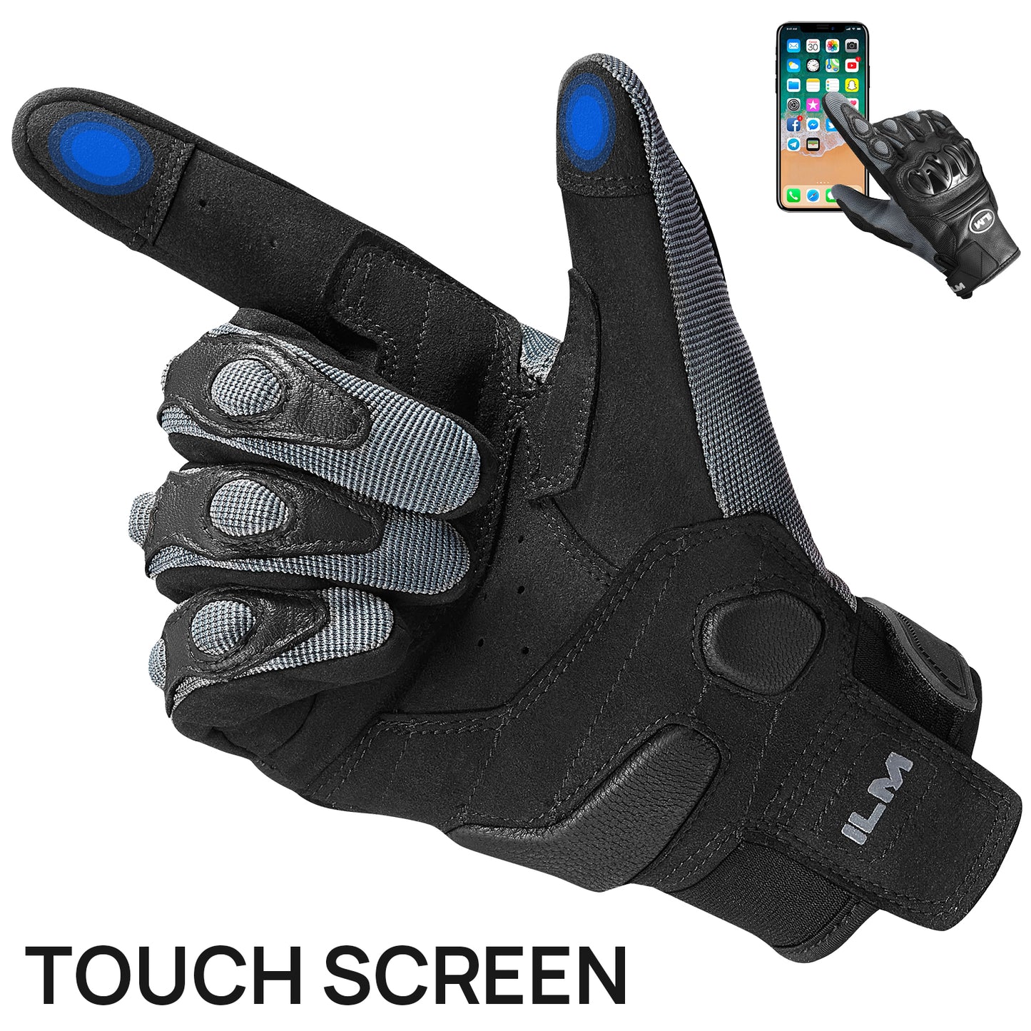 ILM Guantes de Moto JC42 / Negro - Gris