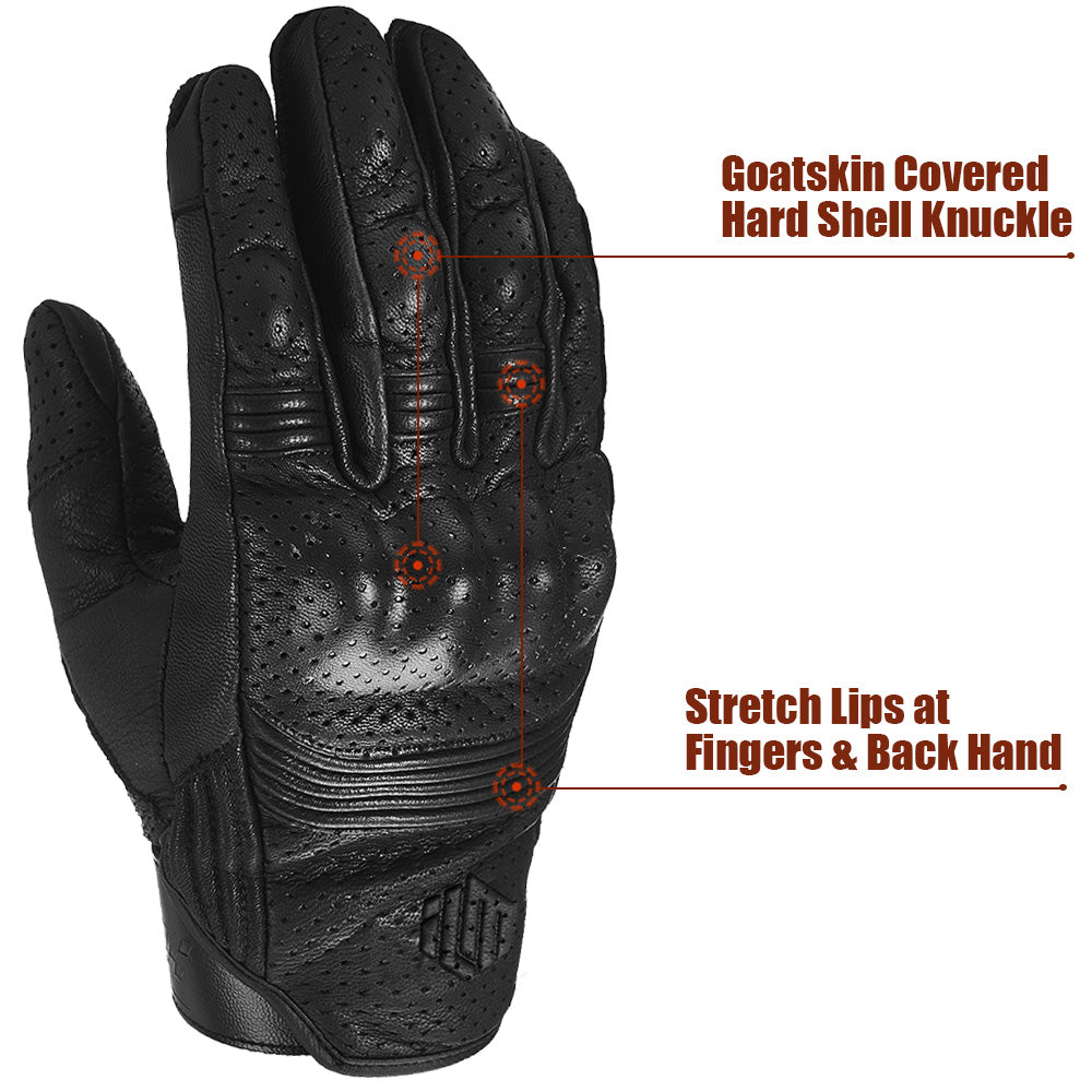 Guantes ILM Piel de Cabra Modelo DN01 / Negro perforado