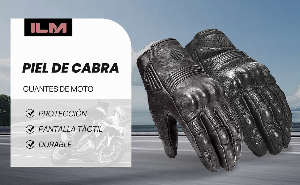 Guantes ILM Piel de Cabra Modelo DN01 / Negro perforado