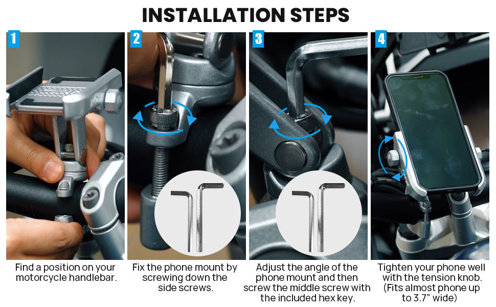 Soporte para teléfono de motocicleta ILM A10 / Negro y Plateado