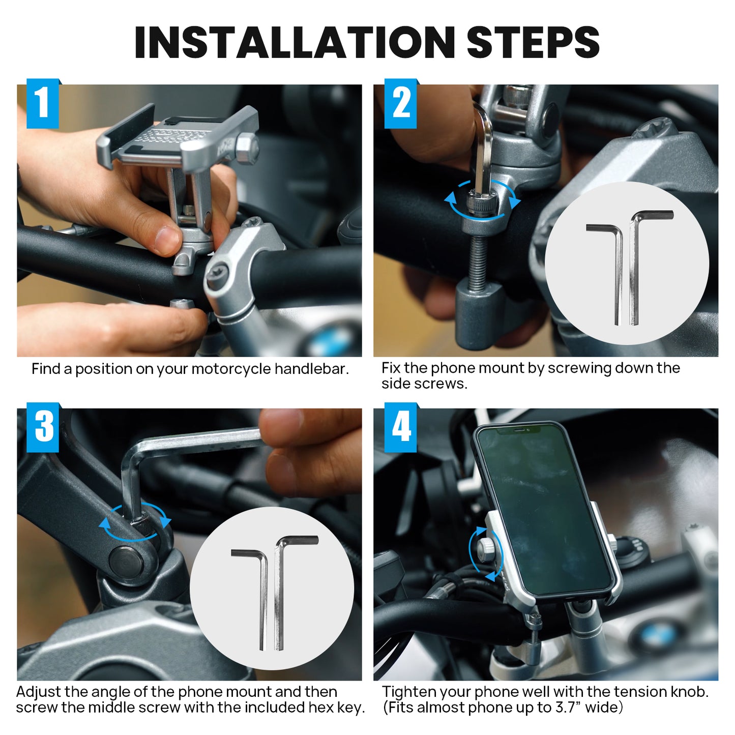 Soporte para teléfono de motocicleta ILM A10 / Negro y Plateado