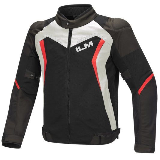 CHAQUETA DE MOTO ILM - J02 / BLANCO - GRIS OSCURO