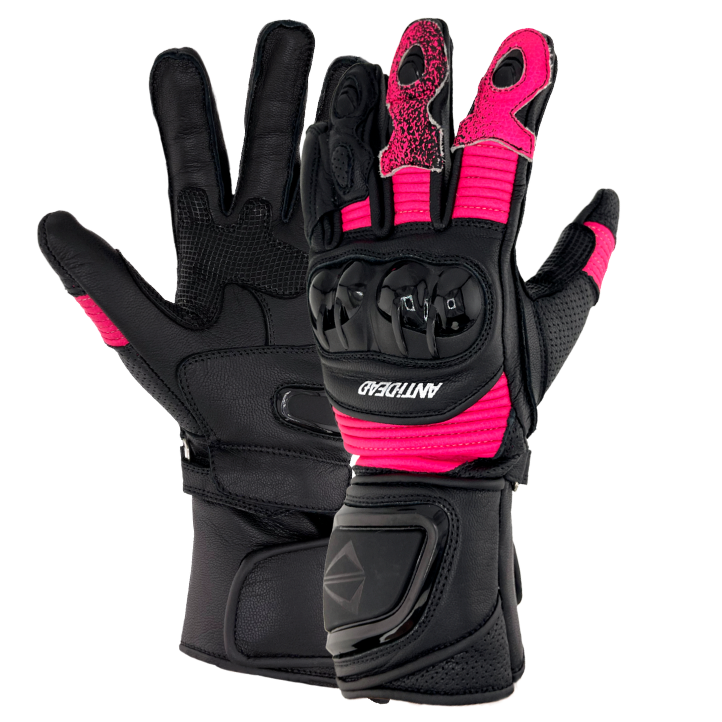 GUANTES DE MOTO BOOST V2 / NEGRO Y FUCSIA