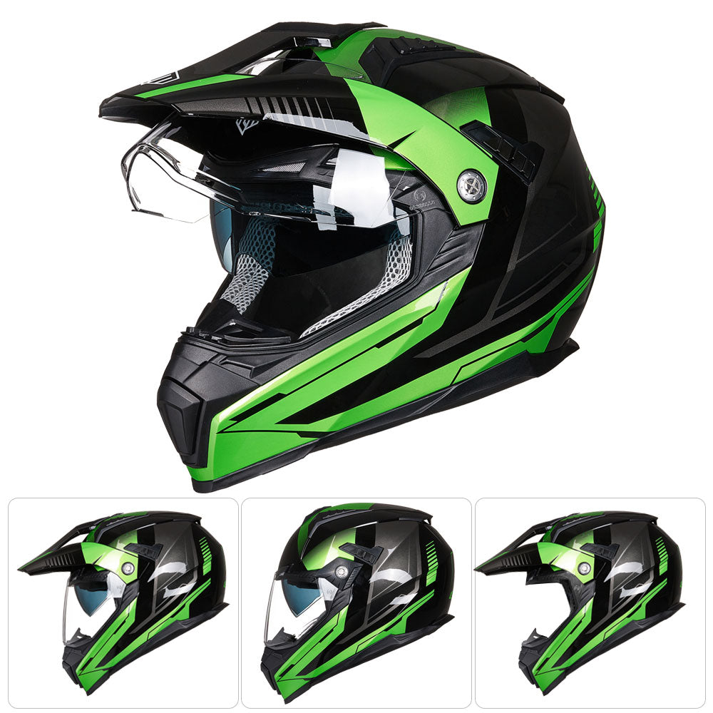 CASCO PARA MOTO OFF ROAD ILM - 606V / Verde, Naranjo