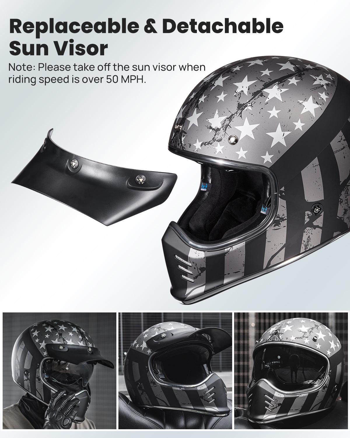 CASCO DE MOTO ILM - Z502 / PATRIOT FLAG / CASCO CLÁSICO