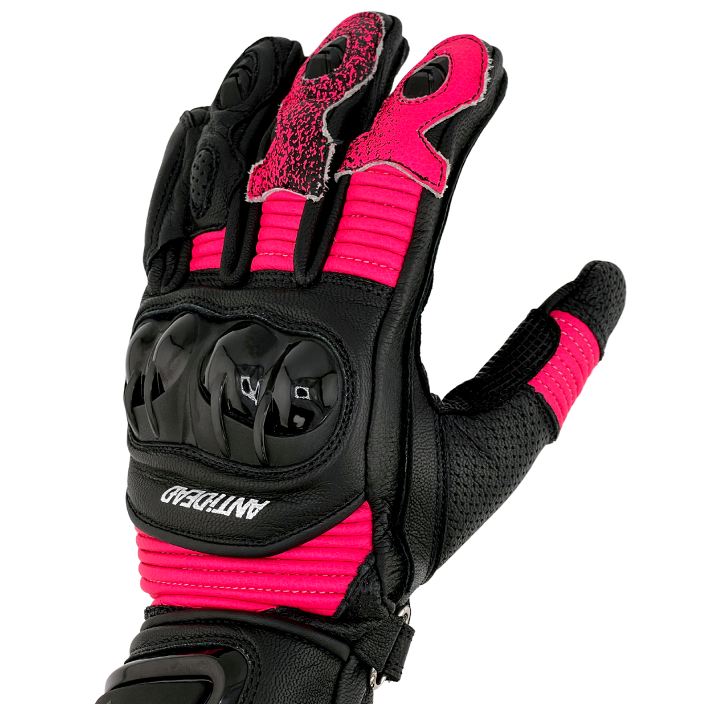 GUANTES DE MOTO BOOST V2 / NEGRO Y FUCSIA