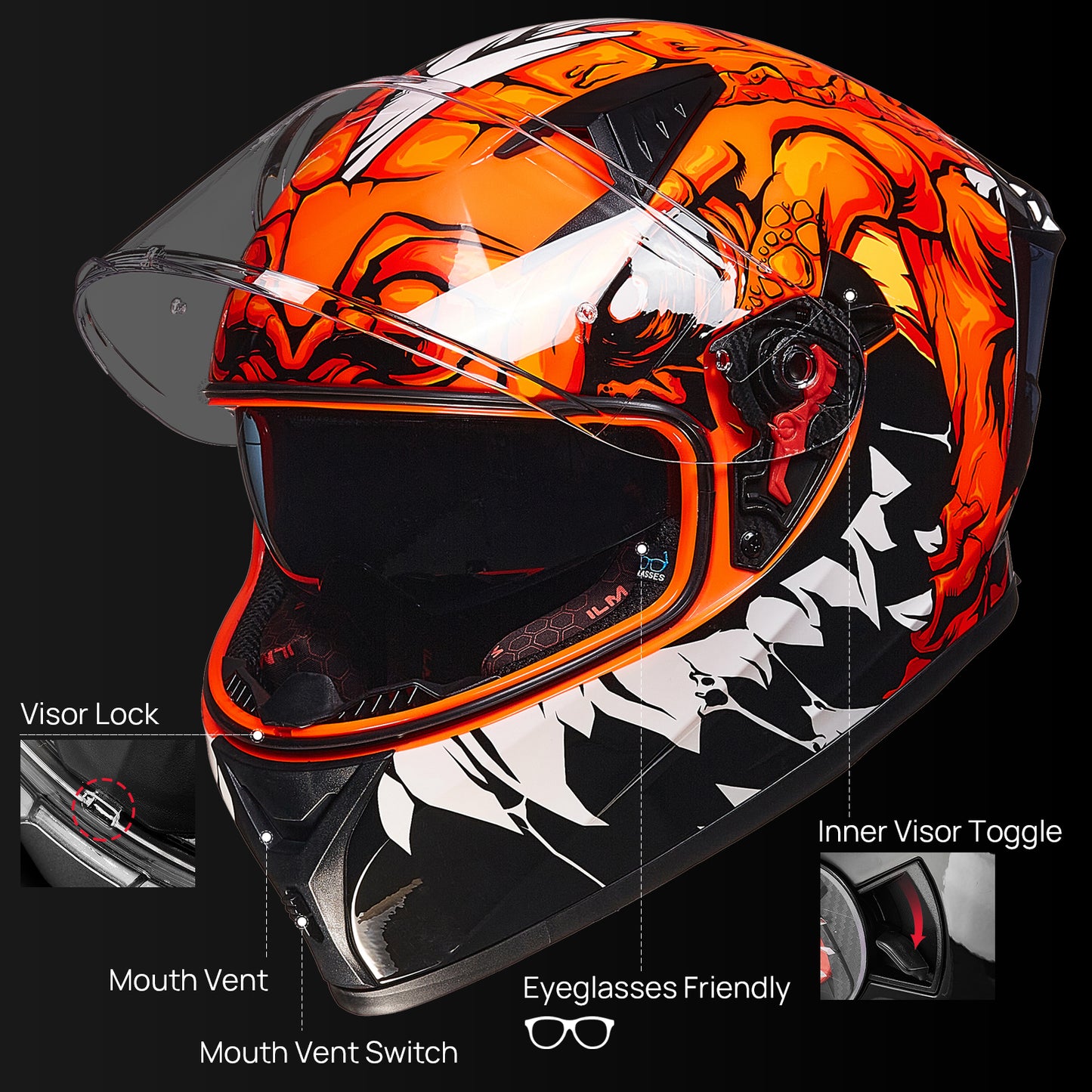 CASCO DE MOTO ILM - Z501 - LIZZARD RED