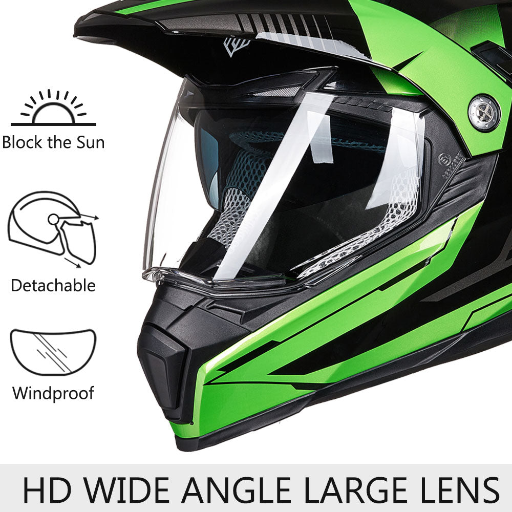 CASCO PARA MOTO OFF ROAD ILM - 606V / Verde, Naranjo