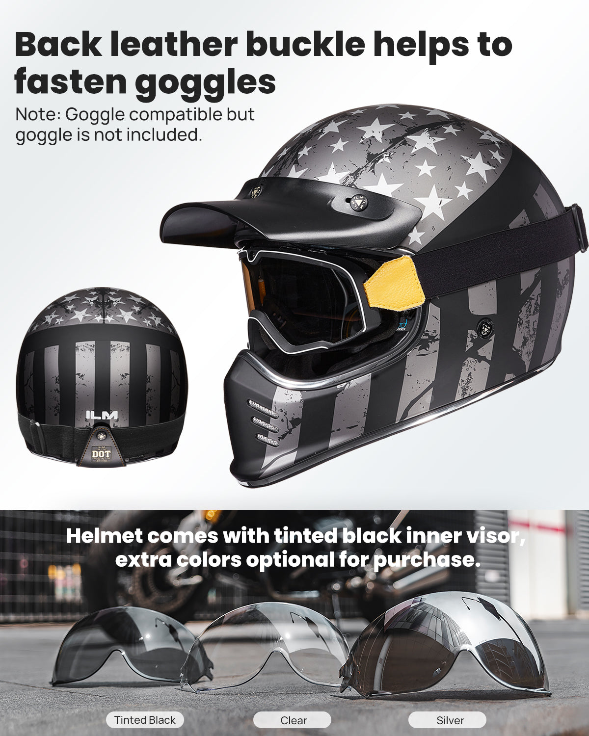 CASCO DE MOTO ILM - Z502 / PATRIOT FLAG / CASCO CLÁSICO