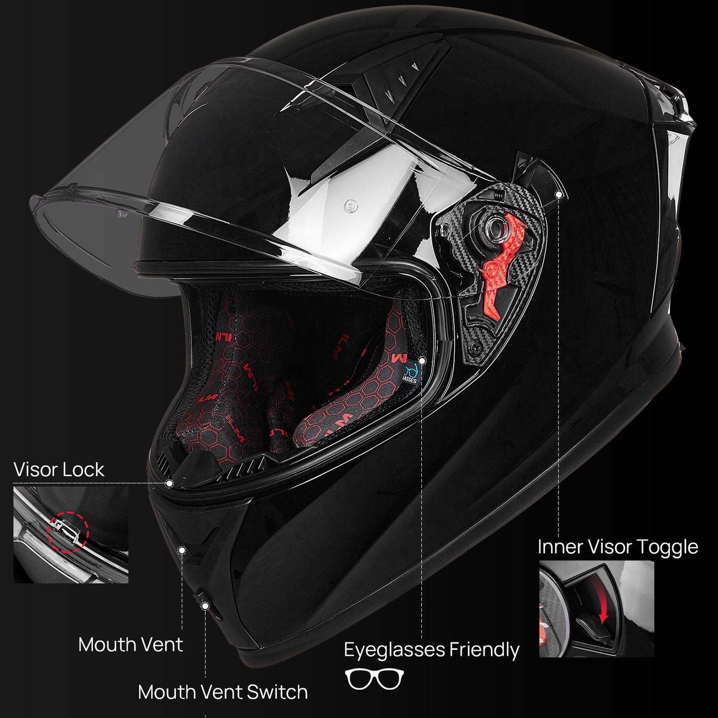 CASCO DE MOTO ILM - Z501 - GLOSS BLACK