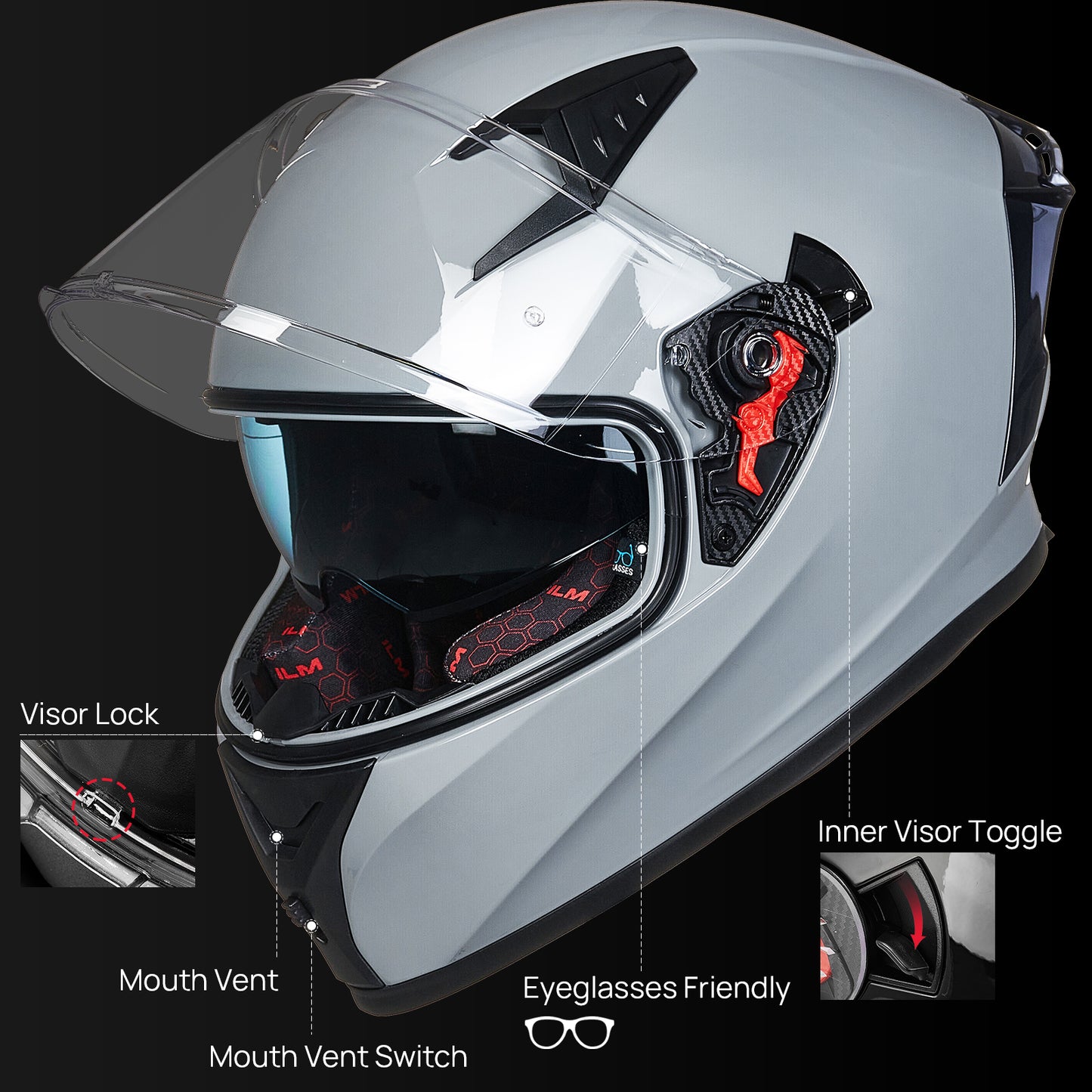 CASCO DE MOTO ILM - Z501 - GRAY