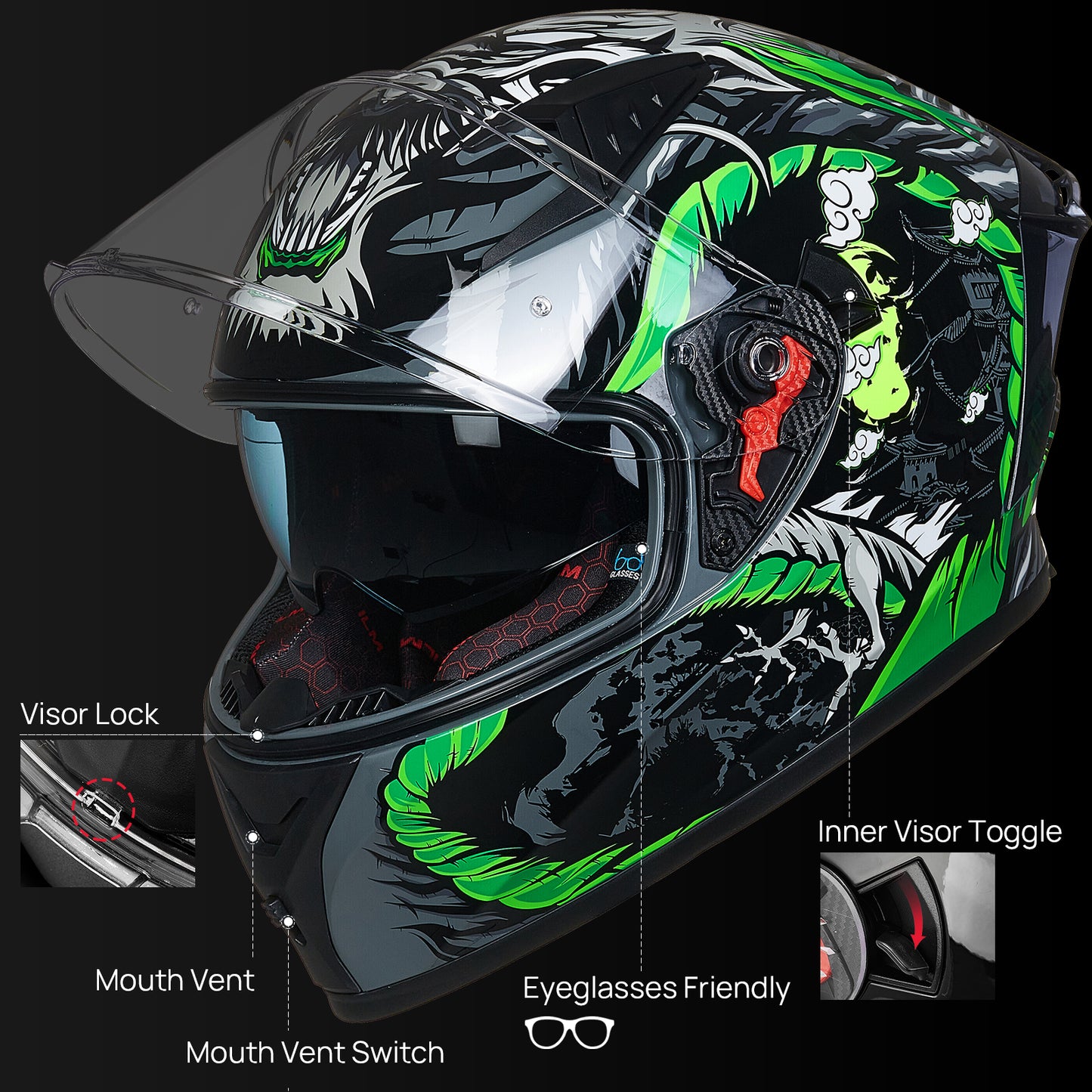 CASCO DE MOTO ILM - Z501 - LEGEND GREEN