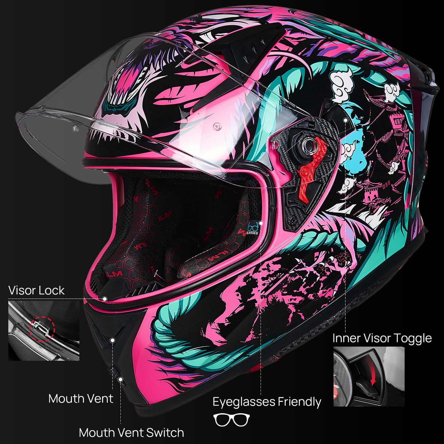 CASCO DE MOTO ILM - Z501 - LEGEND PINK