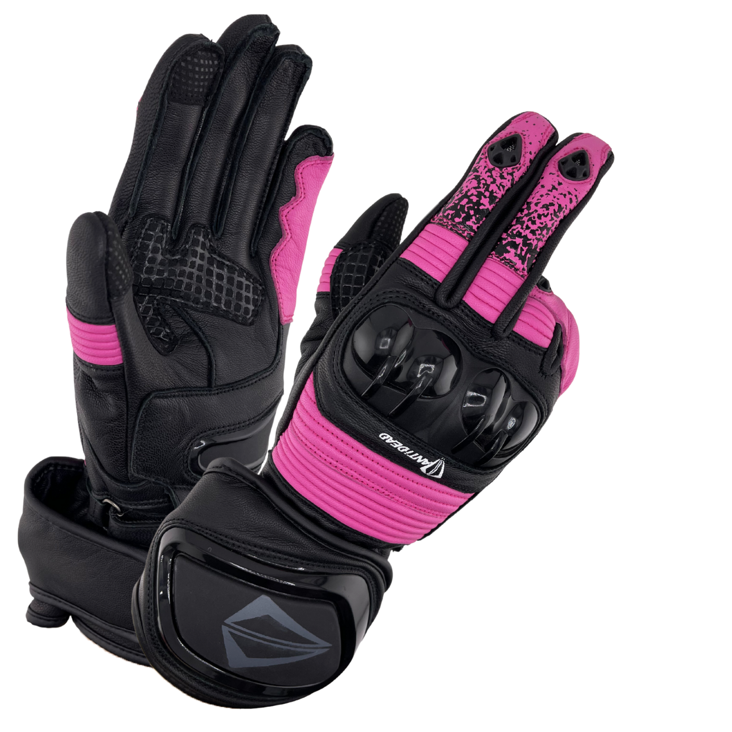 ANTIDEAD GUANTES DE MOTO BOOST V3 MUJER - NEGRO Y ROSADO