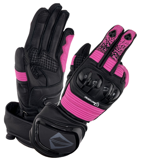 ANTIDEAD GUANTES DE MOTO BOOST V3 MUJER - NEGRO Y ROSADO