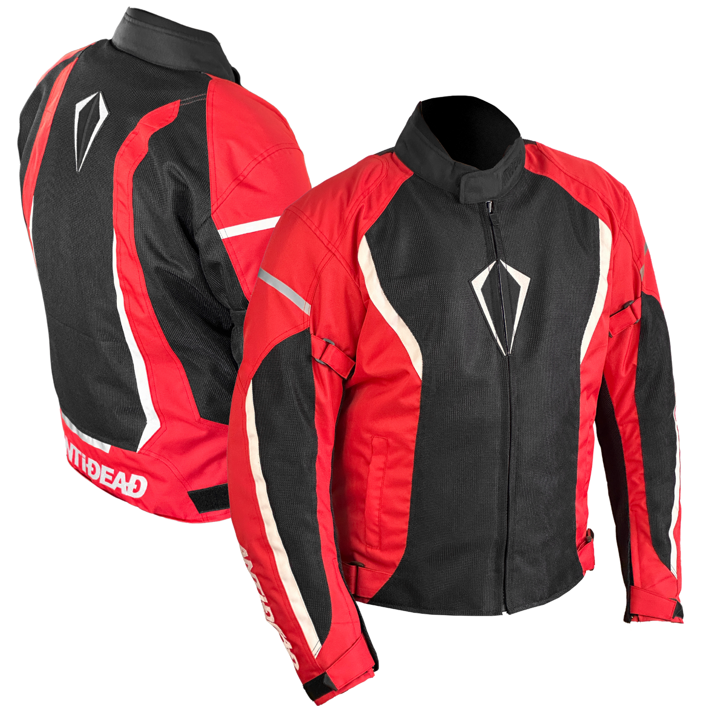 CHAQUETA DE MOTO TEXTIL INVIERNO / ANTIDEAD TEX W1 / ROJO, NEGRO Y BLANCO