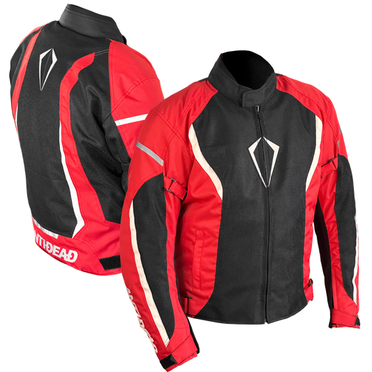 CHAQUETA DE MOTO TEXTIL INVIERNO / ANTIDEAD TEX W1 / ROJO, NEGRO Y BLANCO