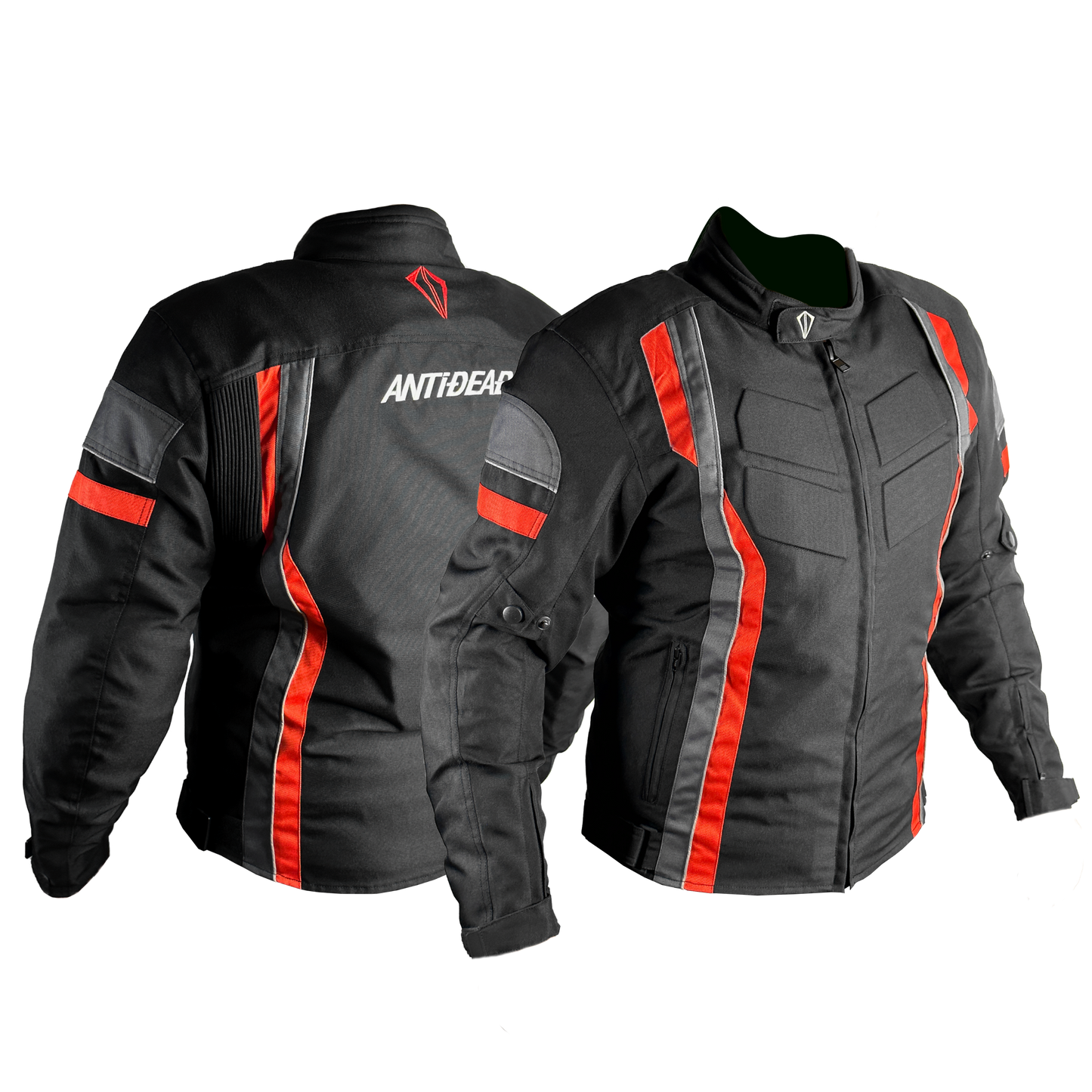 CHAQUETA DE MOTO TEXTIL ANTIDEAD W-20 HOMBRE - NEGRO, GRIS Y ROJO