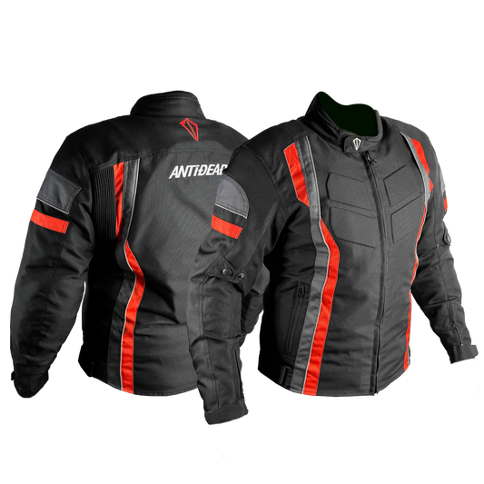 CHAQUETA DE MOTO TEXTIL ANTIDEAD W-20 HOMBRE - NEGRO, GRIS Y ROJO